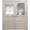 Interior Solid French Double Doors 36 x 80 inches | Ego 5011 Painted White Oak | Wood Interior Solid Panel Frame | Closet Bedroom Modern Doors EGO Painted White Oak