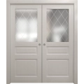 Sliding French Double Pocket Doors 36 x 80 inches | Ego 5011 Natural Oak | Kit Rail Hardware | Solid Wood Interior Bedroom Modern Doors EGO Painted White Oak