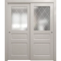 Sliding Closet Bypass Doors 36 x 80 inches | Ego 5011 Cognac Oak Veneer | Rails Hardware Set | Wood Solid Bedroom Wardrobe Doors EGO Painted White Oak