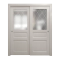Sliding Closet Bypass Doors 36 x 96 inches | Ego 5011 Cognac Oak Veneer | Rails Hardware Set | Wood Solid Bedroom Wardrobe Doors EGO Painted White Oak