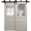 Sliding Closet Barn Bypass Doors 36 x 80 inches | Ego 5011 Marble Oak | Modern 6.6ft Rails Hardware Set | Wood Solid Bedroom Wardrobe Doors EGO Painted White Oak