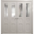 Sliding Closet Double Bi-fold Doors 72 x 80 inches | Ego 5011 Marble Oak | Sturdy Tracks Moldings Trims Hardware Set | Wood Solid Bedroom Wardrobe Doors EGO Painted White Oak
