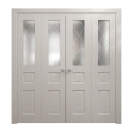 Sliding Closet Double Bi-fold Doors 96 x 80 inches | Ego 5011 Marble Oak | Sturdy Tracks Moldings Trims Hardware Set | Wood Solid Bedroom Wardrobe Doors EGO Painted White Oak