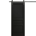 Modern Barn Door 18 x 80 inches | Ego 5012 Cognac Oak Veneer | 6.6FT Rail Track Heavy Hardware Set | Solid Panel Interior Doors EGO Painted Black Oak