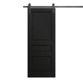 Modern Barn Door 42 x 80 inches | Ego 5012 Cognac Oak Veneer | 8FT Rail Track Heavy Hardware Set | Solid Panel Interior Doors EGO Painted Black Oak