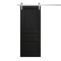 Modern Barn Door 30 x 96 inches | Ego 5012 Marble Oak | 6.6FT Silver Rail Track Heavy Hardware Set | Solid Panel Interior Doors EGO Painted Black Oak