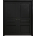 Sliding French Double Pocket Doors 36 x 80 inches | Ego 5012 Painted White Oak | Kit Rail Hardware | Solid Wood Interior Bedroom Modern Doors EGO Painted Black Oak
