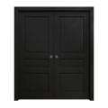 Sliding French Double Pocket Doors 60 x 84 inches | Ego 5012 Painted White Oak | Kit Rail Hardware | Solid Wood Interior Bedroom Modern Doors EGO Painted Black Oak