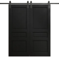 Modern Double Barn Door 36 x 80 inches | Ego 5012 Painted Black Oak | 13FT Rail Track Set | Solid Panel Interior Doors EGO Painted Black Oak