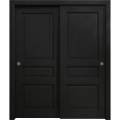 Sliding Closet Bypass Doors 36 x 80 inches | Ego 5012 Painted Black Oak | Rails Hardware Set | Wood Solid Bedroom Wardrobe Doors EGO Painted Black Oak