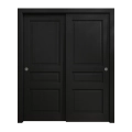 Sliding Closet Bypass Doors 64 x 96 inches | Ego 5012 Painted Black Oak | Rails Hardware Set | Wood Solid Bedroom Wardrobe Doors EGO Painted Black Oak