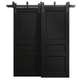 Sliding Closet Barn Bypass Doors 48 x 84 inches | Ego 5012 Marble Oak | Modern 6.6ft Rails Hardware Set | Wood Solid Bedroom Wardrobe Doors EGO Painted Black Oak