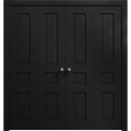Sliding Closet Double Bi-fold Doors 72 x 80 inches | Ego 5012 Painted White Oak | Sturdy Tracks Moldings Trims Hardware Set | Wood Solid Bedroom Wardrobe Doors EGO Painted Black Oak