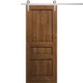 Modern Barn Door 18 x 80 inches | Ego 5012 Marble Oak | 6.6FT Silver Rail Track Heavy Hardware Set | Solid Panel Interior Doors EGO Cognac Oak