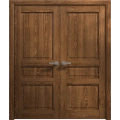 Interior Solid French Double Doors 36 x 80 inches | Ego 5012 Cognac Oak Veneer | Wood Interior Solid Panel Frame | Closet Bedroom Modern Doors EGO Cognac Oak