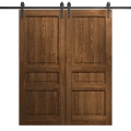 Modern Double Barn Door 36 x 80 inches | Ego 5012 Painted Black Oak | 13FT Rail Track Set | Solid Panel Interior Doors EGO Cognac Oak