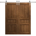Modern Double Barn Door 36 x 80 inches | Ego 5012 Painted Grey Oak | 13FT Silver Rail Track Set | Solid Panel Interior Doors EGO Cognac Oak