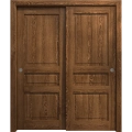 Sliding Closet Bypass Doors 36 x 80 inches | Ego 5012 Painted Black Oak | Rails Hardware Set | Wood Solid Bedroom Wardrobe Doors EGO Cognac Oak