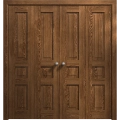 Sliding Closet Double Bi-fold Doors 72 x 80 inches | Ego 5012 Painted White Oak | Sturdy Tracks Moldings Trims Hardware Set | Wood Solid Bedroom Wardrobe Doors EGO Cognac Oak
