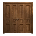 Sliding Closet Double Bi-fold Doors 72 x 84 inches | Ego 5012 Painted White Oak | Sturdy Tracks Moldings Trims Hardware Set | Wood Solid Bedroom Wardrobe Doors EGO Cognac Oak