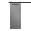 Modern Barn Door 42 x 80 inches | Ego 5012 Cognac Oak Veneer | 8FT Rail Track Heavy Hardware Set | Solid Panel Interior Doors EGO Painted Grey Oak