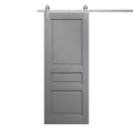 Modern Barn Door 30 x 96 inches | Ego 5012 Marble Oak | 6.6FT Silver Rail Track Heavy Hardware Set | Solid Panel Interior Doors EGO Painted Grey Oak