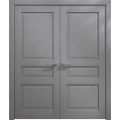 Interior Solid French Double Doors 36 x 80 inches | Ego 5012 Cognac Oak Veneer | Wood Interior Solid Panel Frame | Closet Bedroom Modern Doors EGO Painted Grey Oak