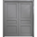 Sliding French Double Pocket Doors 36 x 80 inches | Ego 5012 Painted White Oak | Kit Rail Hardware | Solid Wood Interior Bedroom Modern Doors EGO Painted Grey Oak