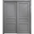 Sliding Closet Bypass Doors 36 x 80 inches | Ego 5012 Painted Black Oak | Rails Hardware Set | Wood Solid Bedroom Wardrobe Doors EGO Painted Grey Oak