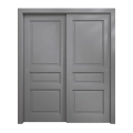 Sliding Closet Bypass Doors 64 x 96 inches | Ego 5012 Painted Black Oak | Rails Hardware Set | Wood Solid Bedroom Wardrobe Doors EGO Painted Grey Oak