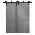 Sliding Closet Barn Bypass Doors 48 x 84 inches | Ego 5012 Marble Oak | Modern 6.6ft Rails Hardware Set | Wood Solid Bedroom Wardrobe Doors EGO Painted Grey Oak