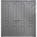 Sliding Closet Double Bi-fold Doors 72 x 80 inches | Ego 5012 Painted White Oak | Sturdy Tracks Moldings Trims Hardware Set | Wood Solid Bedroom Wardrobe Doors EGO Painted Grey Oak