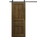 Modern Barn Door 18 x 80 inches | Ego 5012 Cognac Oak Veneer | 6.6FT Rail Track Heavy Hardware Set | Solid Panel Interior Doors EGO Marble Oak