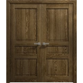 Interior Solid French Double Doors 36 x 80 inches | Ego 5012 Cognac Oak Veneer | Wood Interior Solid Panel Frame | Closet Bedroom Modern Doors EGO Marble Oak