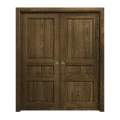 Sliding French Double Pocket Doors 60 x 84 inches | Ego 5012 Painted White Oak | Kit Rail Hardware | Solid Wood Interior Bedroom Modern Doors EGO Marble Oak