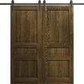 Modern Double Barn Door 36 x 80 inches | Ego 5012 Painted Black Oak | 13FT Rail Track Set | Solid Panel Interior Doors EGO Marble Oak