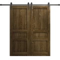 Modern Double Barn Door 36 x 96 inches | Ego 5012 Painted Black Oak | 13FT Rail Track Set | Solid Panel Interior Doors EGO Marble Oak