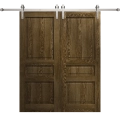 Modern Double Barn Door 56 x 80 inches | Ego 5012 Painted Grey Oak | 13FT Silver Rail Track Set | Solid Panel Interior Doors EGO Marble Oak