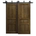 Sliding Closet Barn Bypass Doors 48 x 84 inches | Ego 5012 Marble Oak | Modern 6.6ft Rails Hardware Set | Wood Solid Bedroom Wardrobe Doors EGO Marble Oak