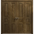 Sliding Closet Double Bi-fold Doors 72 x 80 inches | Ego 5012 Painted White Oak | Sturdy Tracks Moldings Trims Hardware Set | Wood Solid Bedroom Wardrobe Doors EGO Marble Oak