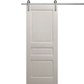Modern Barn Door 18 x 80 inches | Ego 5012 Marble Oak | 6.6FT Silver Rail Track Heavy Hardware Set | Solid Panel Interior Doors EGO Painted White Oak