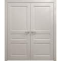 Interior Solid French Double Doors 36 x 80 inches | Ego 5012 Cognac Oak Veneer | Wood Interior Solid Panel Frame | Closet Bedroom Modern Doors EGO Painted White Oak