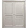 Sliding French Double Pocket Doors 36 x 80 inches | Ego 5012 Painted White Oak | Kit Rail Hardware | Solid Wood Interior Bedroom Modern Doors EGO Painted White Oak
