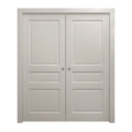 Sliding French Double Pocket Doors 60 x 84 inches | Ego 5012 Painted White Oak | Kit Rail Hardware | Solid Wood Interior Bedroom Modern Doors EGO Painted White Oak