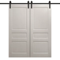 Modern Double Barn Door 36 x 80 inches | Ego 5012 Painted Black Oak | 13FT Rail Track Set | Solid Panel Interior Doors EGO Painted White Oak