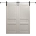 Modern Double Barn Door 36 x 96 inches | Ego 5012 Painted Black Oak | 13FT Rail Track Set | Solid Panel Interior Doors EGO Painted White Oak