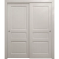 Sliding Closet Bypass Doors 36 x 80 inches | Ego 5012 Painted Black Oak | Rails Hardware Set | Wood Solid Bedroom Wardrobe Doors EGO Painted White Oak