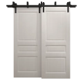 Sliding Closet Barn Bypass Doors 48 x 84 inches | Ego 5012 Marble Oak | Modern 6.6ft Rails Hardware Set | Wood Solid Bedroom Wardrobe Doors EGO Painted White Oak