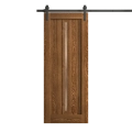 Modern Barn Door 18 x 96 inches | Ego 5014 Cognac Oak Veneer | 6.6FT Rail Track Heavy Hardware Set | Solid Panel Interior Doors EGO Cognac Oak