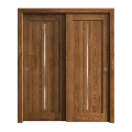 Sliding Closet Bypass Doors 72 x 80 inches | Ego 5014 Cognac Oak Veneer | Rails Hardware Set | Wood Solid Bedroom Wardrobe Doors EGO Cognac Oak